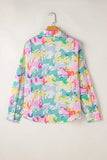 Horse Print Collared Neck Long Sleeve Shirt - Trendsi - Flyclothing LLC