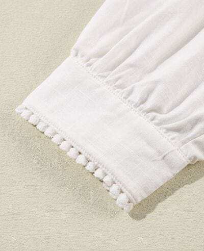 Frill Floral Embroidered Sleeve Shirt - Trendsi - Flyclothing LLC