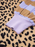 Stripe Color Block Patchwork Leopard Casual Sweatshirt with Slits - Trendsi - Flyclothing LLC