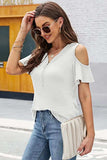 Full Size Half Zip Cold Shoulder Top - Trendsi - Flyclothing LLC