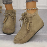 Plush Lined Ankle Boots - Trendsi - Flyclothing LLC