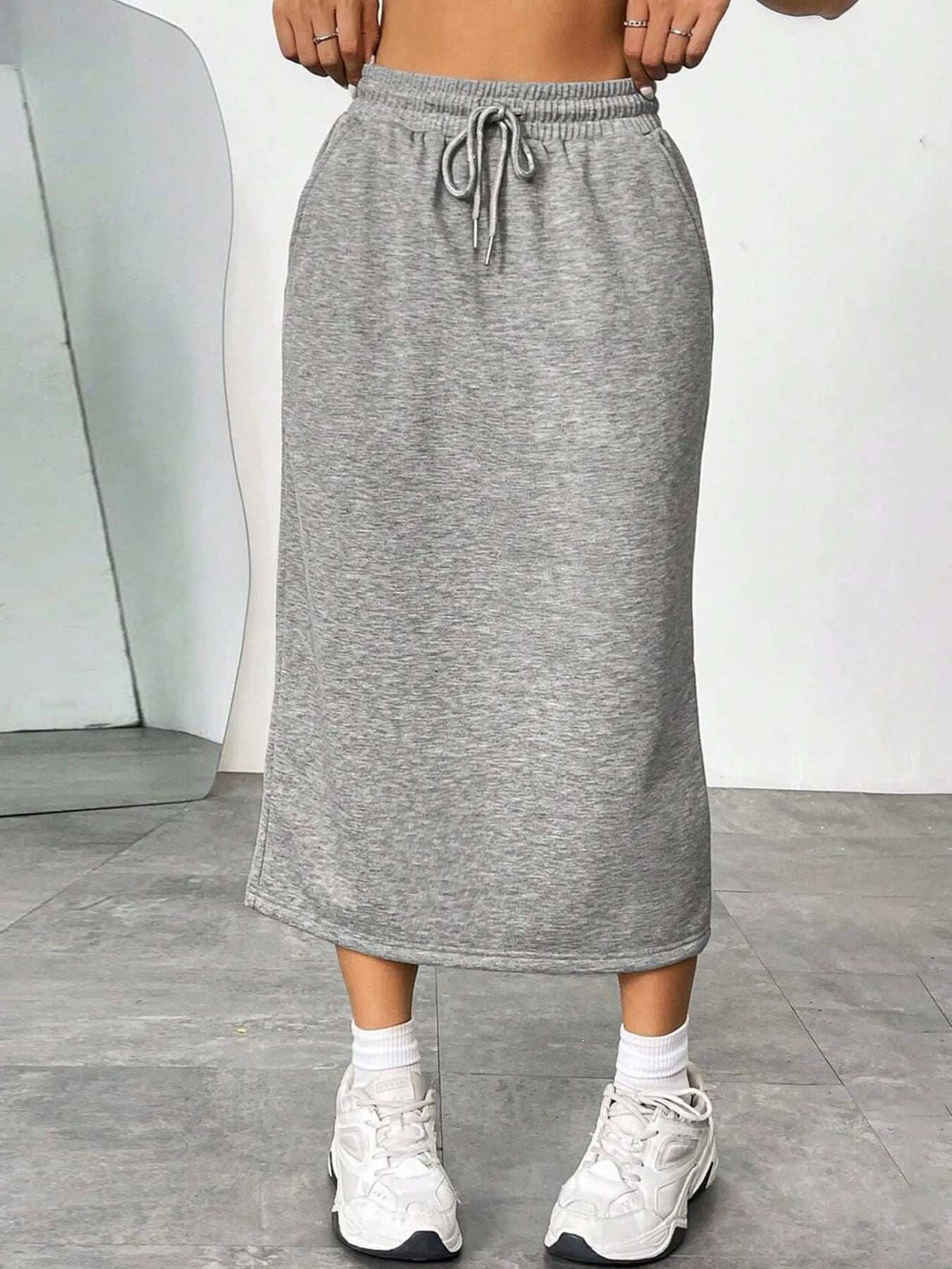 Slit Drawstring Midi Skirt - Trendsi - Flyclothing LLC