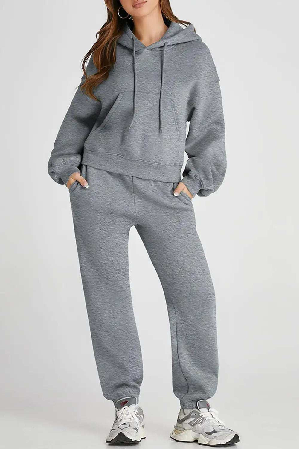 Dropped Shoulder Hooded Top and Pants Active Set - Trendsi - Flyclothing LLC