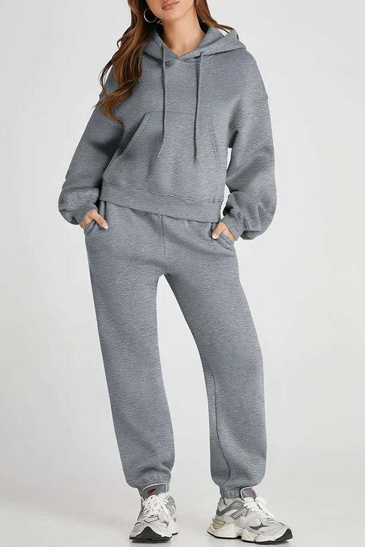 Dropped Shoulder Hooded Top and Pants Active Set - Trendsi - Flyclothing LLC