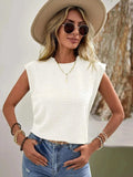 Textured Round Neck Casual Ribbed Top - Trendsi - Flyclothing LLC