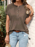 Half Button Short Sleeve Top - Trendsi - Flyclothing LLC