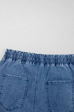 Drawstring High Waist Denim Shorts with Pockets - Trendsi - Flyclothing LLC