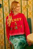 BiBi Christmas Theme Sequin Lattering Sweater - Trendsi - Flyclothing LLC