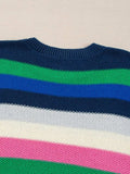 Contrast Striped Round Neck Long Sleeve Sweater - Trendsi - Flyclothing LLC