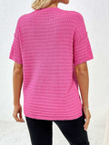 Round Neck Half Sleeve Knit Top - Trendsi - Flyclothing LLC