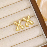 18K Gold-Plated Bubble Letter Stud Earrings - Trendsi - Flyclothing LLC