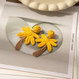 Colorful Woven Flower Drop Earrings - Trendsi - Flyclothing LLC