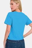 Zenana Round Neck Short Sleeve Cropped T-Shirt - Trendsi - Flyclothing LLC