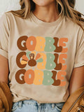 GOBBLE Turkey Graphic Thanksgiving Round Neck Tee - Trendsi - Flyclothing LLC