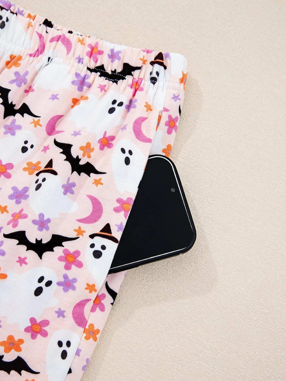 Halloween Ghost Print Button Up Top and Pants Lounge Set - Trendsi - Flyclothing LLC