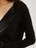 Exposed Seam Notched Long Sleeve T-Shirt - Trendsi - Flyclothing LLC