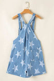 Star Print Square Neck Denim Overalls - Trendsi - Flyclothing LLC