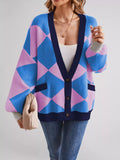 Diamond Pattern Button-Up Knit Cardigan - Trendsi - Flyclothing LLC