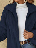Full Size Zip-Up Long Sleeve Texture Jacket Plus Size - Trendsi - Flyclothing LLC