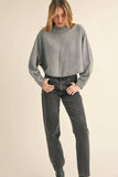 Mable Round Neck Dolman Sleeve Cropped Sweater - Trendsi - Flyclothing LLC