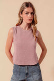 SO ME Sleeveless Hacci Knit Top with Round Hem - Trendsi - Flyclothing LLC