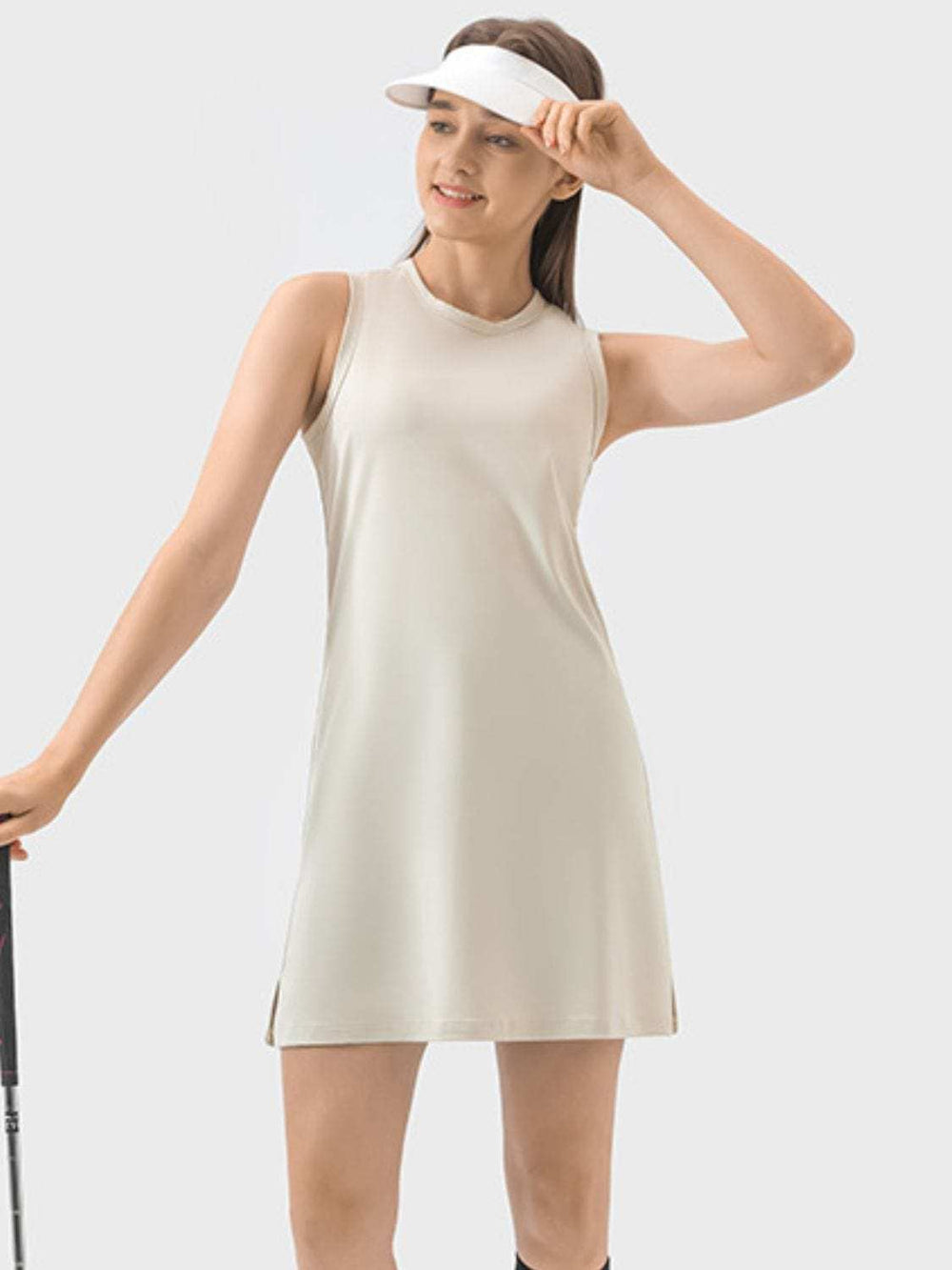 Round Neck Sleeveless Active Dress - Trendsi - Flyclothing LLC