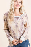 BiBi Tie Dye Terry Pull Over With Contrast Stitching - Trendsi - Flyclothing LLC
