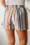 Striped Elastic Waist Shorts - Trendsi - Flyclothing LLC