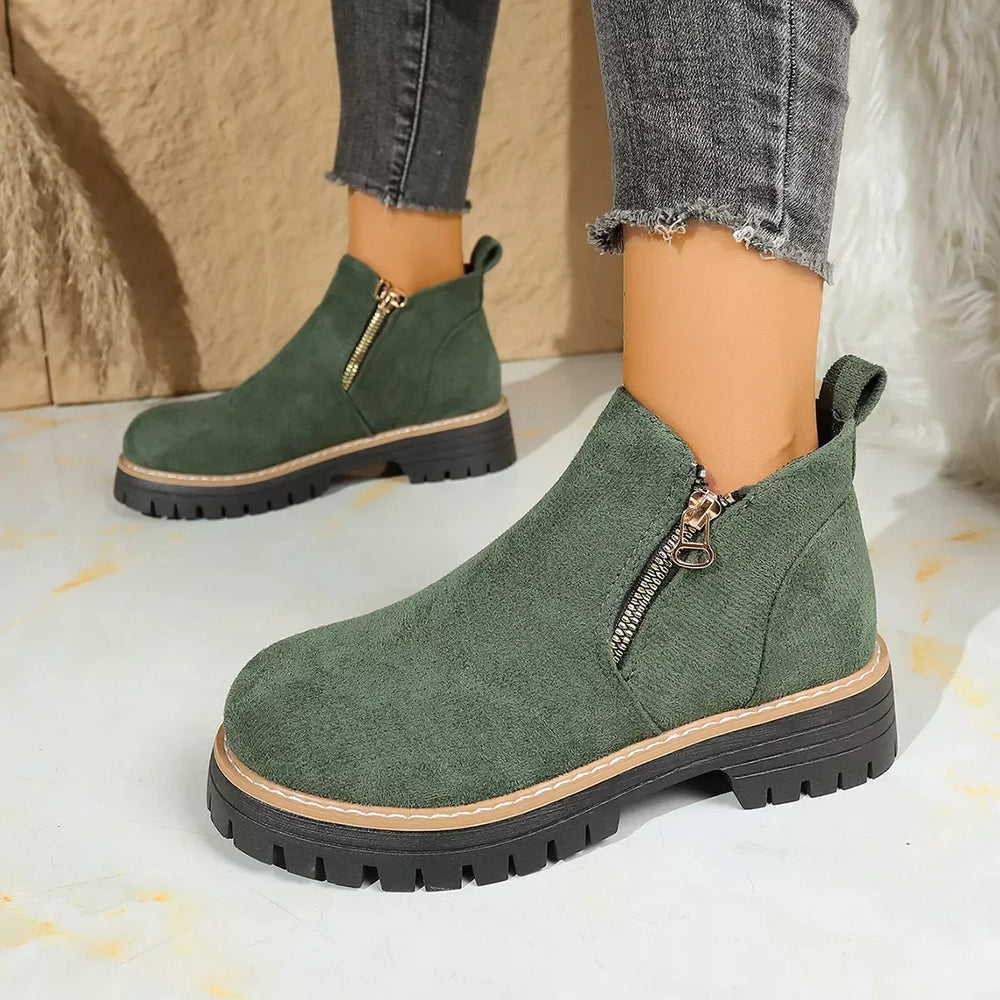 Round Toe Platform Boots - Trendsi - Flyclothing LLC