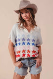 SO ME Fourth Of July Stars Loose Fit Knit Top - Trendsi - Flyclothing LLC