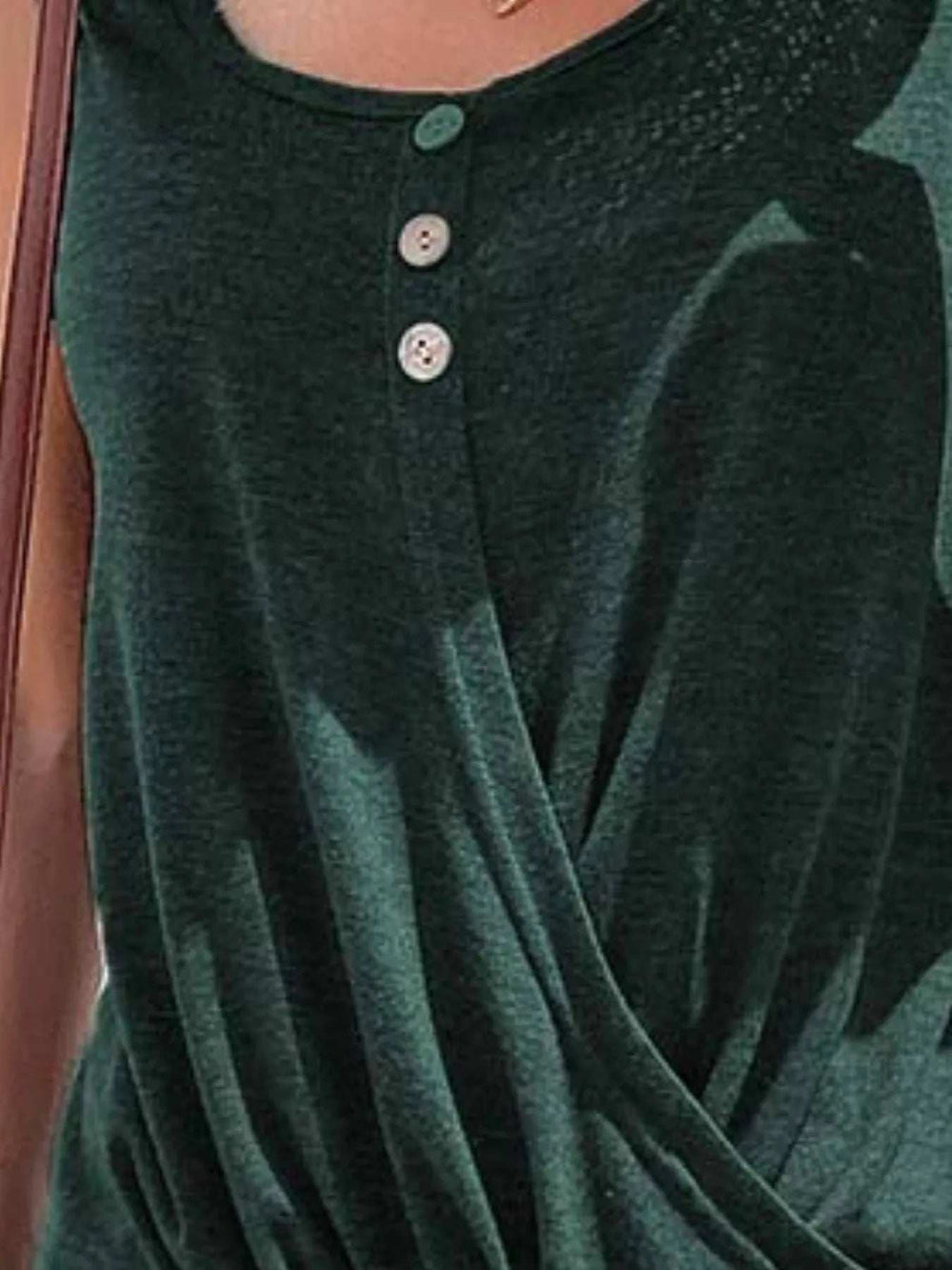 Full Size Twisted Hem Button Detail Tank Plus Size - Trendsi - Flyclothing LLC