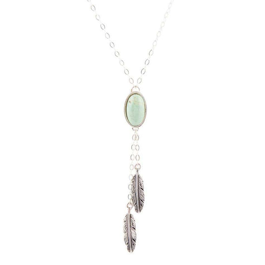 Feather Green Turquoise and Sterling Silver Necklace - Barse Jewelry - Flyclothing LLC