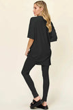 Double Take Full Size Round Neck Dropped Shoulder T-Shirt and Leggings Set - Trendsi - Flyclothing LLC