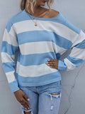 Striped Casual Long Sleeve Knit Top - Trendsi - Flyclothing LLC