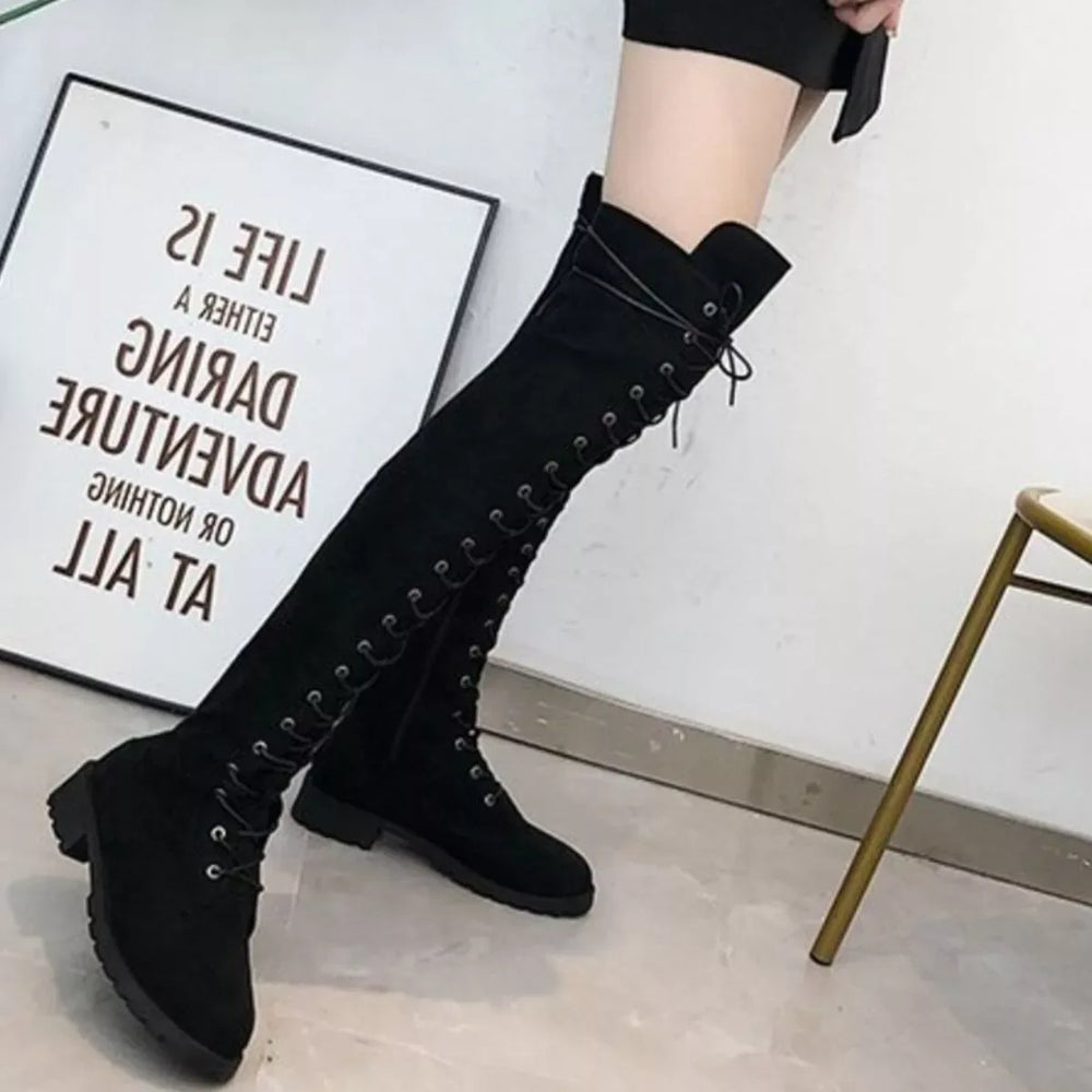 Lace-Up Over-the-Knee Boots - Trendsi - Flyclothing LLC