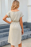 Tied Striped Cap Sleeve Dress - Trendsi - Flyclothing LLC