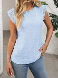 Lace Detail Round Neck Cap Sleeve Top - Trendsi - Flyclothing LLC