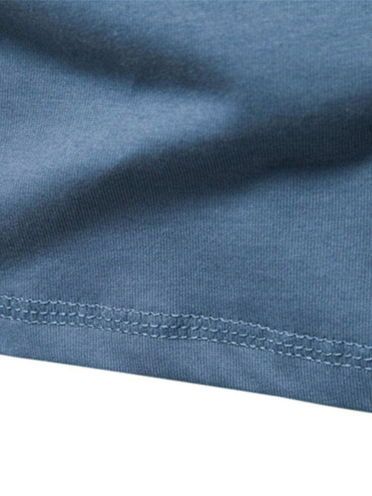 Men's Full Size Quarter Button Round Neck Long Sleeve T-Shirt Plus Size - Trendsi - Flyclothing LLC