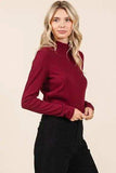 Mittoshop Mock Neck Rib Knit Long Sleeve Crop Top - Trendsi - Flyclothing LLC