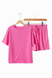 Waffle-Knit Round Neck Top and Shorts Set - Trendsi - Flyclothing LLC
