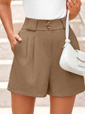 Two Button Wide Waistband Shorts - Trendsi - Flyclothing LLC