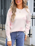 Flower Round Neck Dropped Shoulder Sweater - Trendsi - Flyclothing LLC