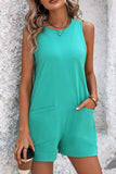 Round Neck Sleeveless Front Pocket Romper - Trendsi - Flyclothing LLC