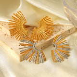 Stainless Steel Fan-Shaped Earrings - Trendsi - Flyclothing LLC