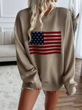 Devine US Flag Round Neck Long Sleeve Knit Top - Trendsi - Flyclothing LLC