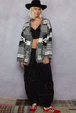 POL Open Front Geometric Print Cardigan with Fringe Detail - Trendsi - Flyclothing LLC