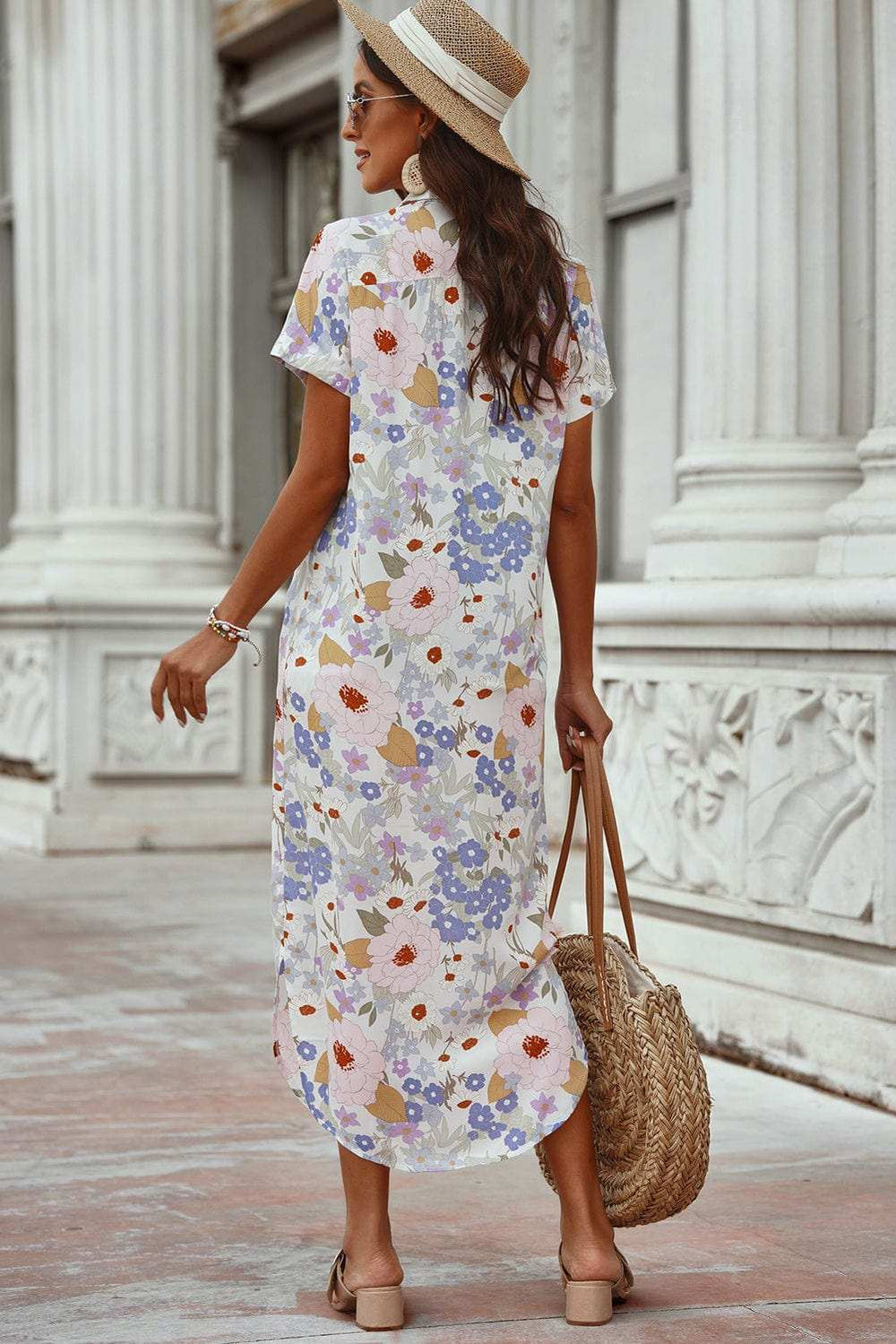 Printed Open Front Short Sleeve Cover-Up - Trendsi - Flyclothing LLC