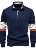 Men's Color Block Long Sleeve Polo - Trendsi - Flyclothing LLC