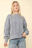 VERY J Two Tone Long Sleeve Sweater - Trendsi - Flyclothing LLC