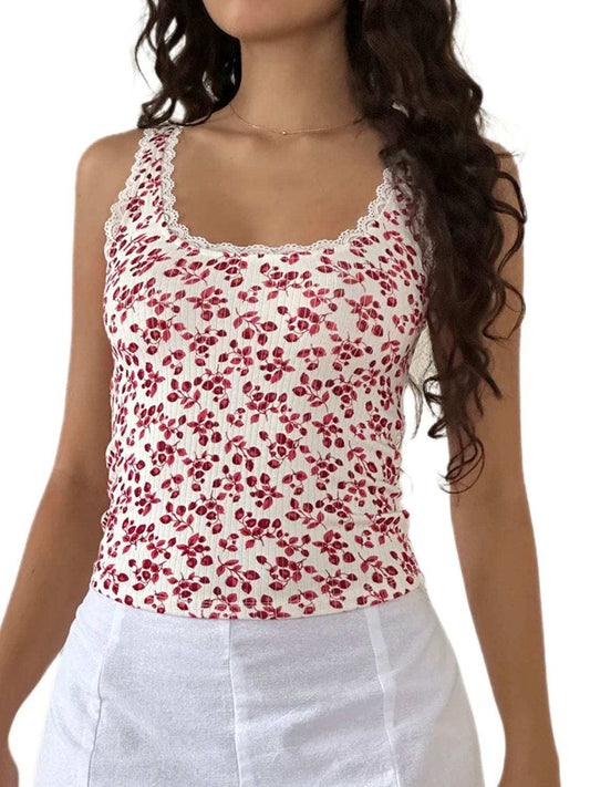 Lace Detail Scoop Neck Tank - Trendsi - Flyclothing LLC